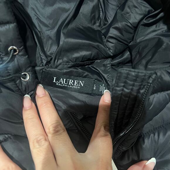 Ralph Lauren Black Hooded Puffer Jacket Size Large - Picture 4 of 7